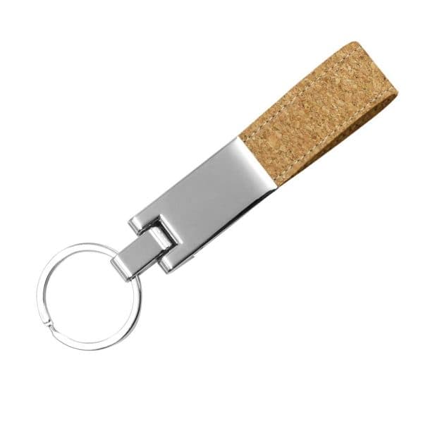 Metal Keychain with Cork Strap - View 1