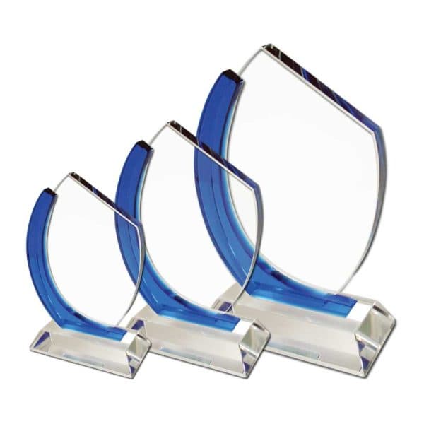 Crystal Awards with Blue Design on the side - View 1