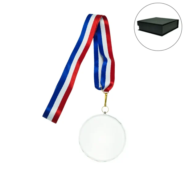 Glass Medals with Ribbon and Box - View 1
