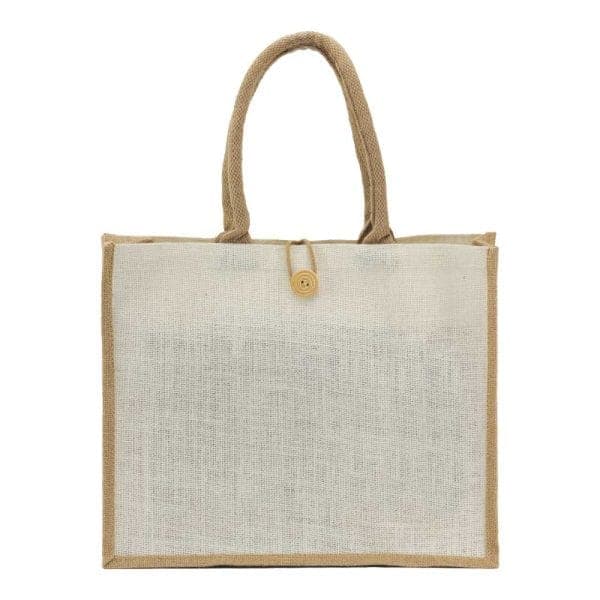 Jute Shopping Bags with Button - View 1