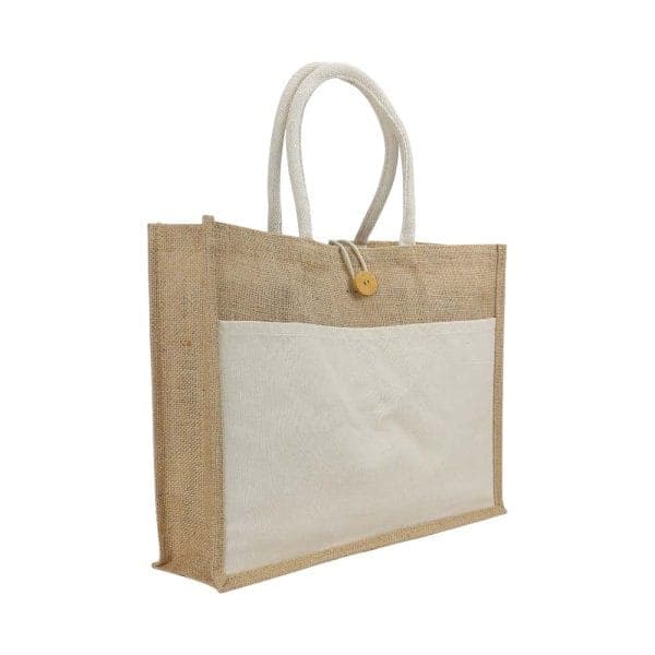 Jute Bags with Cotton Pocket and Handle - View 1