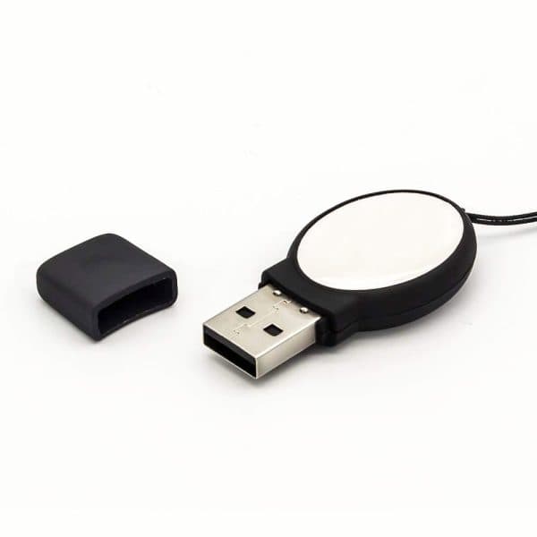 Oval Black Rubberized USB - View 1