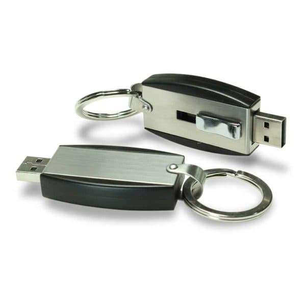 Slide Button USB with Key Holder - View 1