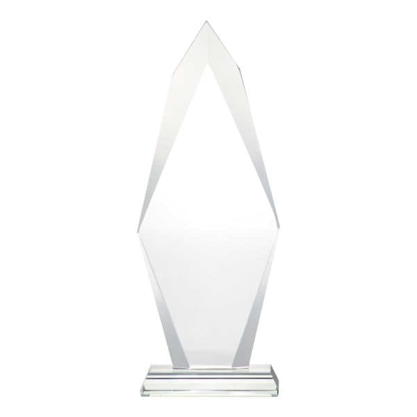 Flame Shaped Crystal Awards with Glass base & Box - View 1