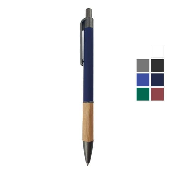 Push Button Ballpoint Pens with Bamboo Grip - View 1