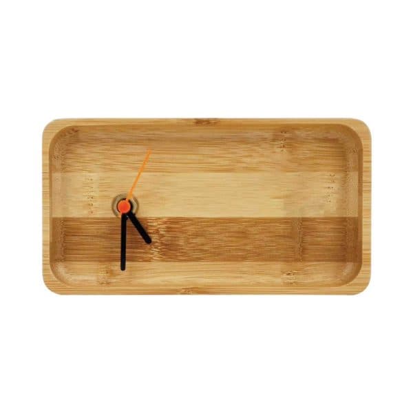 Eco-Friendly Rectangular Bamboo Desk Clock - View 1
