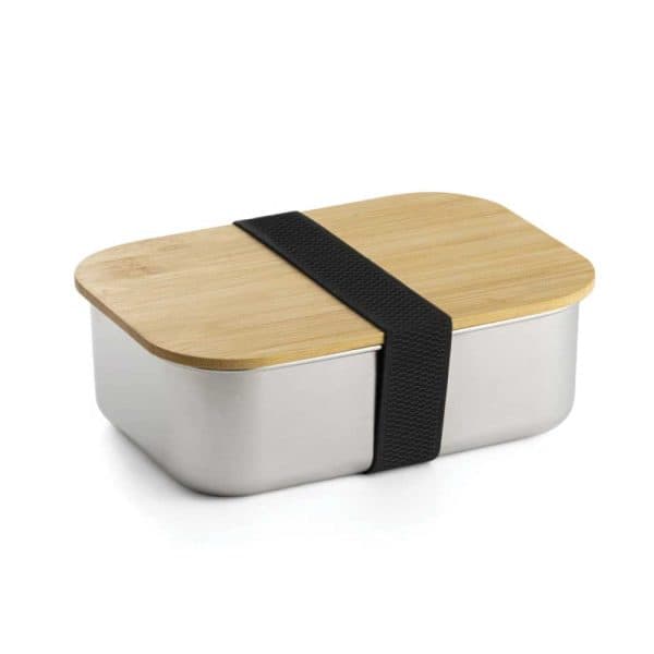 Stainless Steel Lunch Box with Bamboo Lid & Strap - View 1