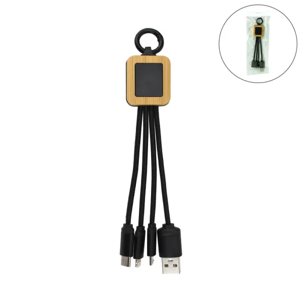 Bamboo Light Up Logo Multi-Charging Cables Type C - View 1