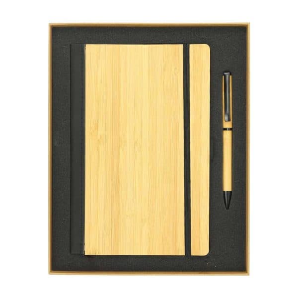 Bamboo Journal Set with A5 Size Notebook and Pen - View 1