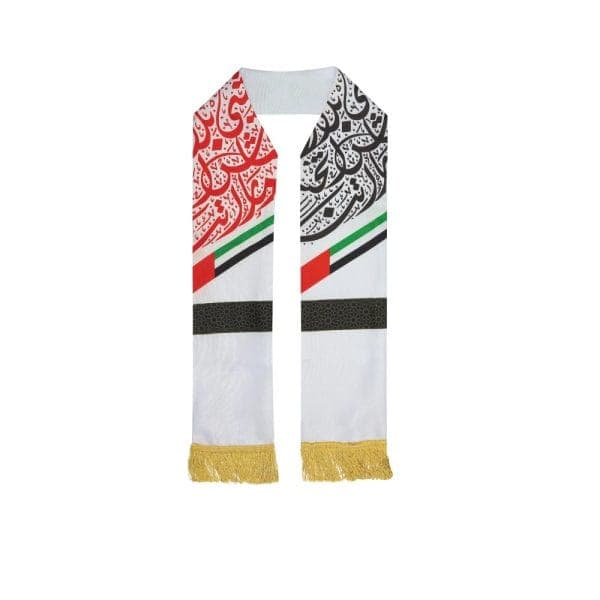 UAE Flag Polyester Scarf with Gold Tassel - Corporate gift for business branding