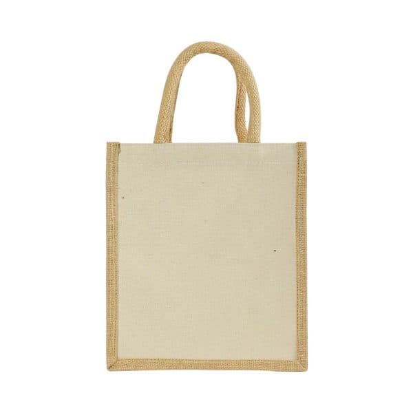 Laminated Cotton Bags with Natural Jute Gusset, 340 GSM (10 oz)