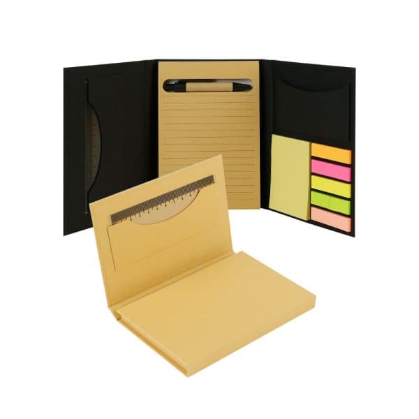 Tri-Fold Notepad with Sticky Notes, Pen, Card Slot and Ruler - View 1