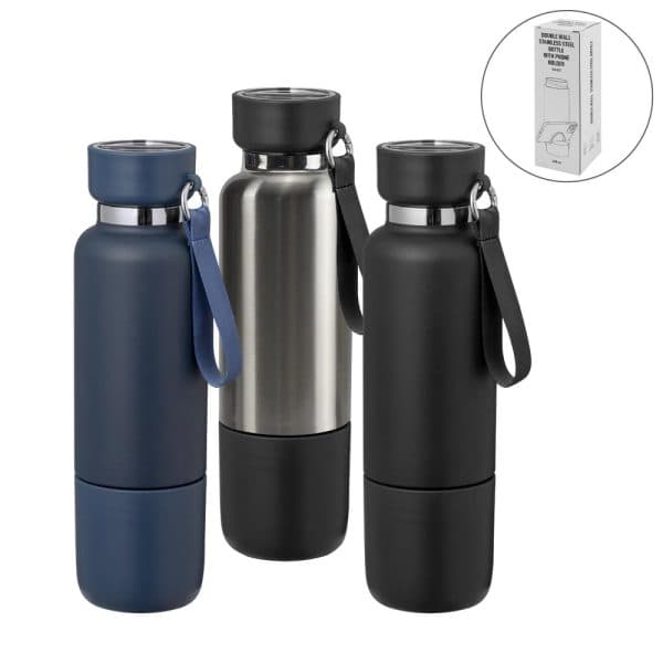 Multi-function SS Bottles, Double Wall, Base Cup, Lanyard, 500ml - View 1