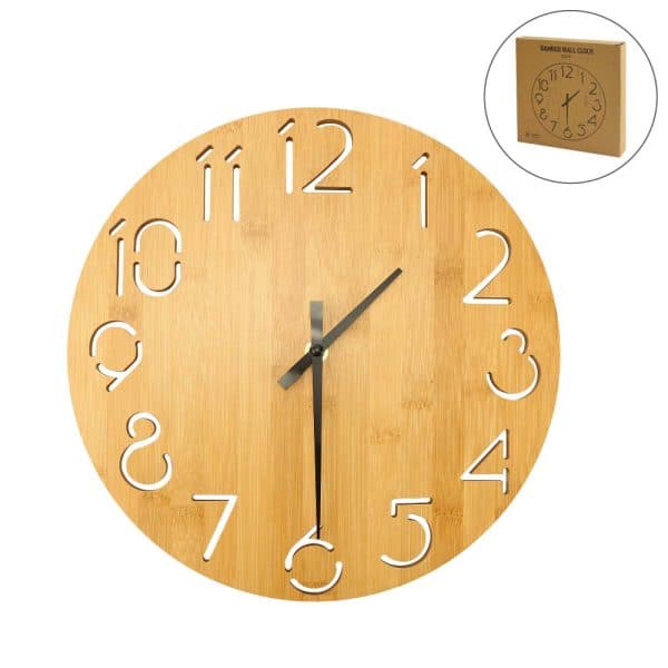 Round Bamboo Wall Clock, 28 cm Dia, Type Analog - View 1