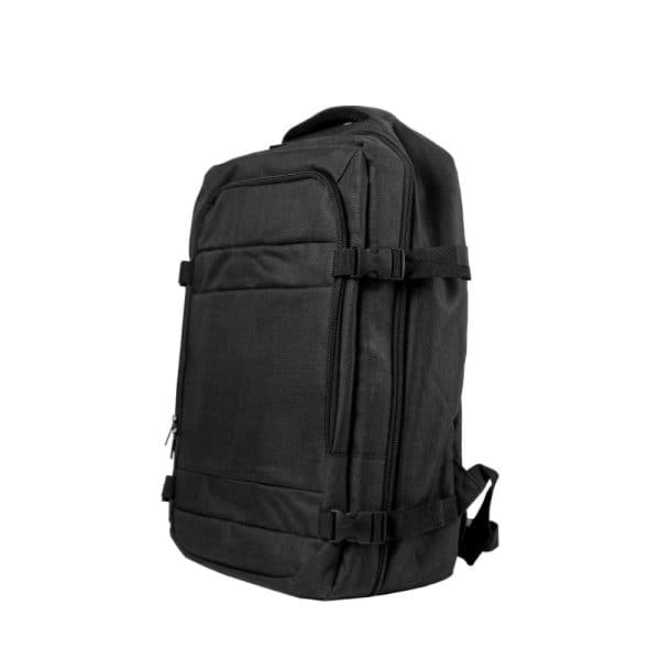 Travel Backpacks in Black Polyester Material - View 1