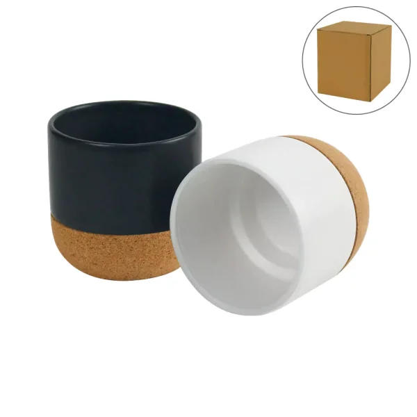Ceramic Cup with Cork Base 6 oz Matte Finish - View 1
