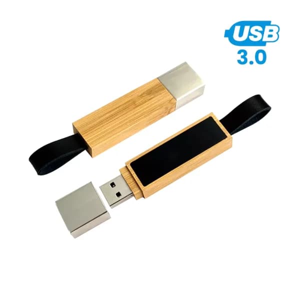 Bamboo LED Logo USB with Strap 64GB V. 3.0 - View 1