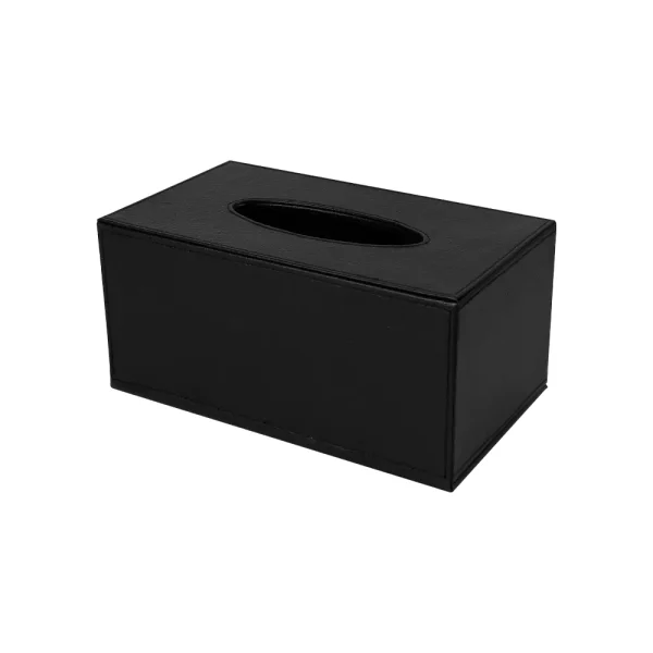 Tissue Box in PU Leather Material Black Color - View 1