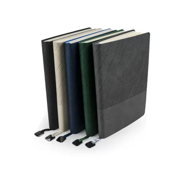 Soft PU Cover Notebooks in A5 Size with Metal Plate Bookmark - View 1
