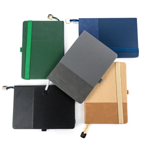 Hard Cover PU Notebooks in A5 Size with Metal Plate Bookmark - View 1