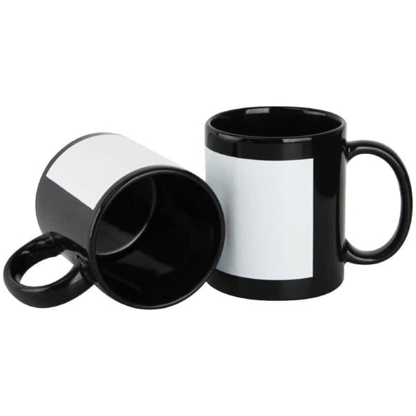 Black Ceramic Mugs with Printable Area - View 1