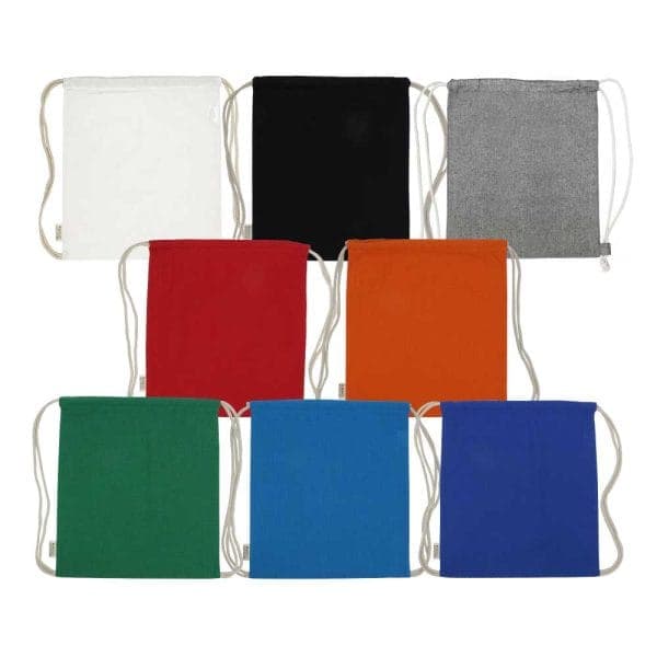Recycled Cotton Drawstring Bags, 145gsm - View 1