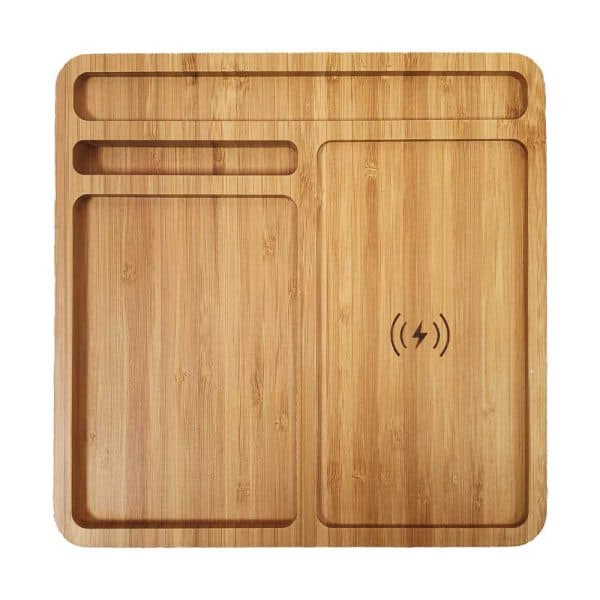 Bamboo 15W Wireless Desk Fast Charging Pad & Organizer - View 1