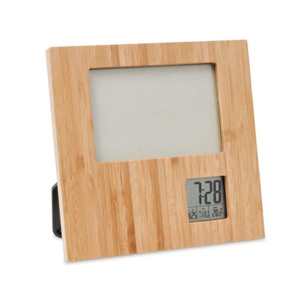 Bamboo Photo Frame with Digital Clock & Weather Station - View 1