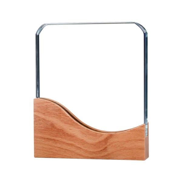 Square Crystal Awards with Wooden Base - View 1