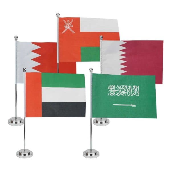 Flag with Metal Pole & Silver Plated Plastic Base - Corporate gift for business branding