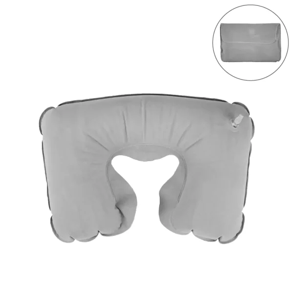 Inflatable Neck Pillow with Pouch – Grey - View 1
