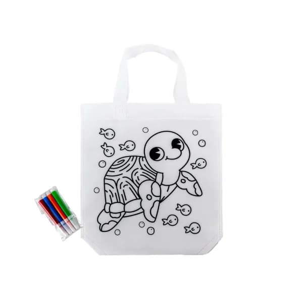 Mini Non-woven Bags 100GSM, 4Color Markers & Imprinted Turtle Outline